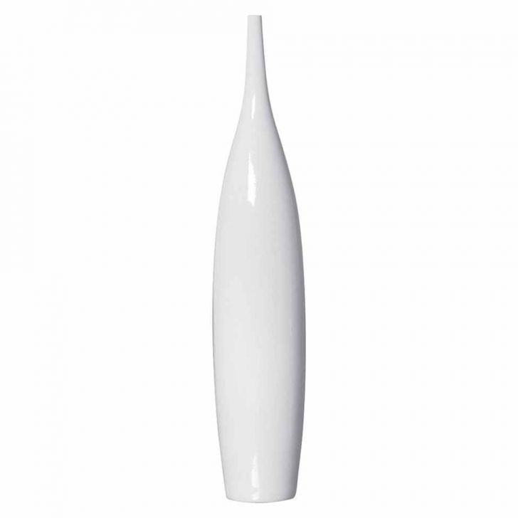 Vaso Garrafa Cool de Cerâmica 45x8cm Branco Mazzotti