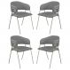 Conjunto 4 Cadeiras Veneza Couro Cinza Metal Champanhe