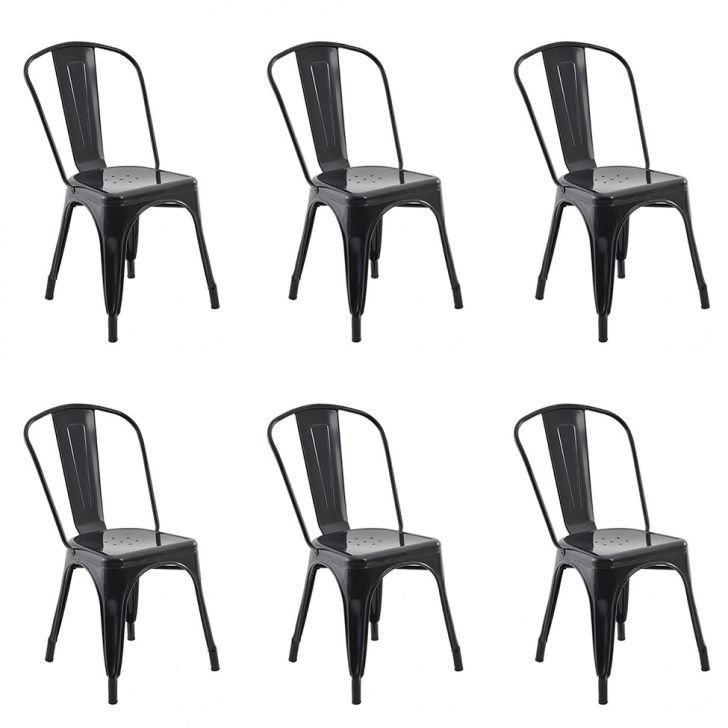 Conjunto com 6 Cadeiras Iron Preto