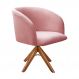 Poltrona Atenas Base Giratória De Madeira - Veludo Rosê