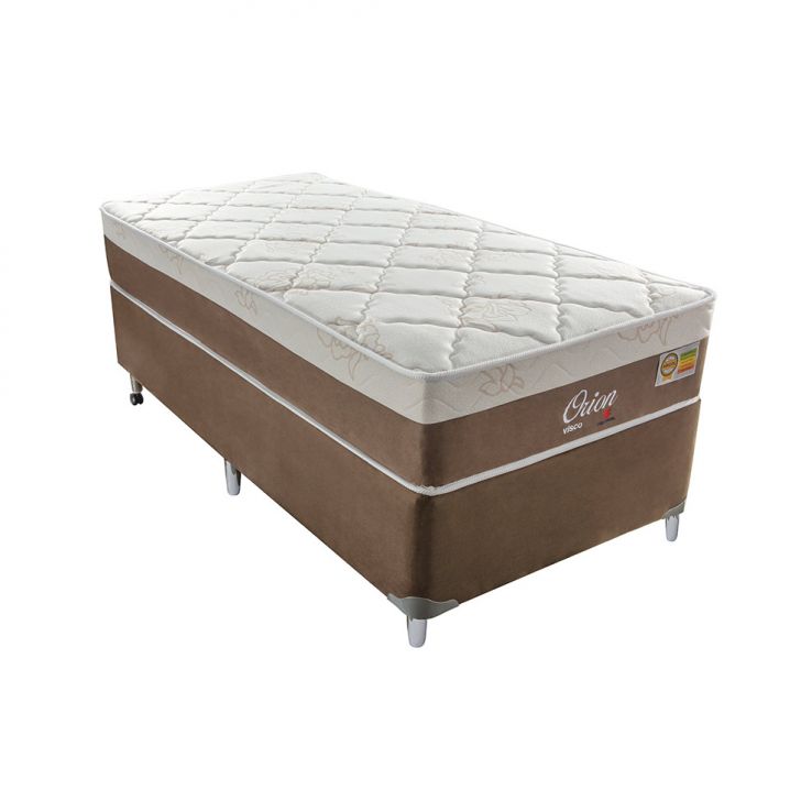 Cama Box Solteiro Orion Ii Com Colchão Solteiro Molas Ensacadas Marrom E Bege