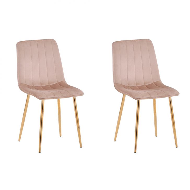 Conjunto com 2 Cadeiras Kendra Marrom Base Dourada