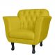 Poltrona Decorativa Helena Pés Luis XV Suede Amarelo - DS Estofados