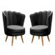 Kit 02 Poltronas Decorativa Pétala Pés Palito - Veludo Preto