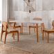 Image of Conjunto de Mesa de Jantar Retangular com Tampo de Vidro Off White e 4 Cadeiras Prada Linho Palha e Imbuia MO895TA39VNGMOB