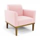 Poltrona Decorativa Isabella Pés Fixo em Madeira Castanho Suede Rosa Bebê G19 - Gran Belo