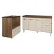 Gabinete Armário Carine 138 cm com Tampo Tampão e Balcão Evelyn Para cooktop 5 Bocas Savana e Off White