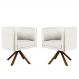 Kit 02 Poltronas Decorativas Sala de Estar Giratória Nix Linho Creme - Gran Belo