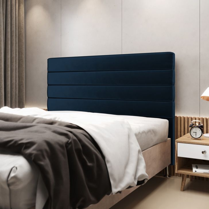 Cabeceira Atlas 140 para Cama de Casal N-025 Veludo Azul Marinho Aradecor