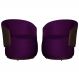 Kit 02 Poltronas Orgânico Beatriz Veludo Roxo Com Composê Corino Marrom