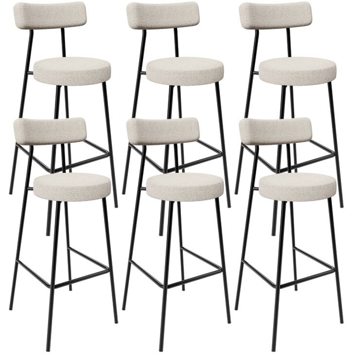 Kit 06 Banquetas Altas Cozinha Bar Sala De Jantar Em Aço Milão L02 Bouclê Creme - Lyam Decor