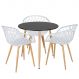 Mesa de jantar redonda 80 cm preto + 3 cadeiras Clarice Nest Branco