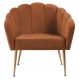 Poltrona Decorativa Pes Aço Dourado 7049 Veludo Caramelo Dmobiliario