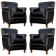 Kit 04 Poltronas Decorativas Sala de Estar Brunei Pés Madeira Preto Couro G58 - Gran Belo