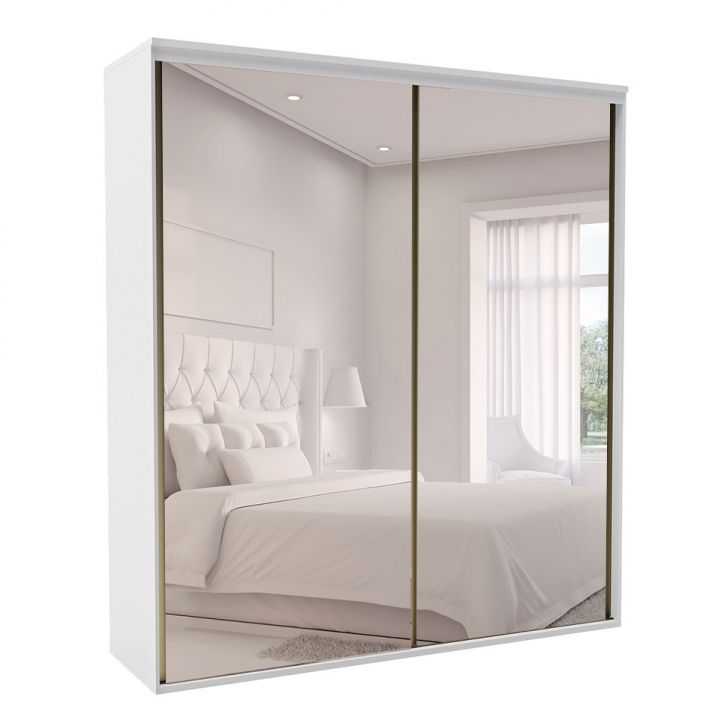 Image of Guarda-roupa Casal Com Espelho Luminum 2 Portas 6 Gavetas Branco PLA-BE308CL29YUOMOB
