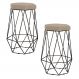 Kit 2 Banqueta Decorativa Rubel Base Preta Veludo Bege G41 - Gran Belo