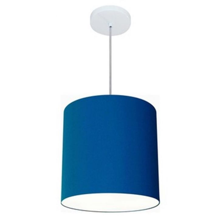 Pendente Cilíndrico Md-4036 Cúpula em Tecido 30x31cm Azul Marinho - Bivolt