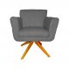Poltrona Decorativa Isabela em Tressê Pés Madeira Giratório Suede Cinza - DS Estofados