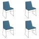 Kit 4 Cadeiras Decorativa Sala de Jantar Anne Linho Azul G17 - Gran Belo