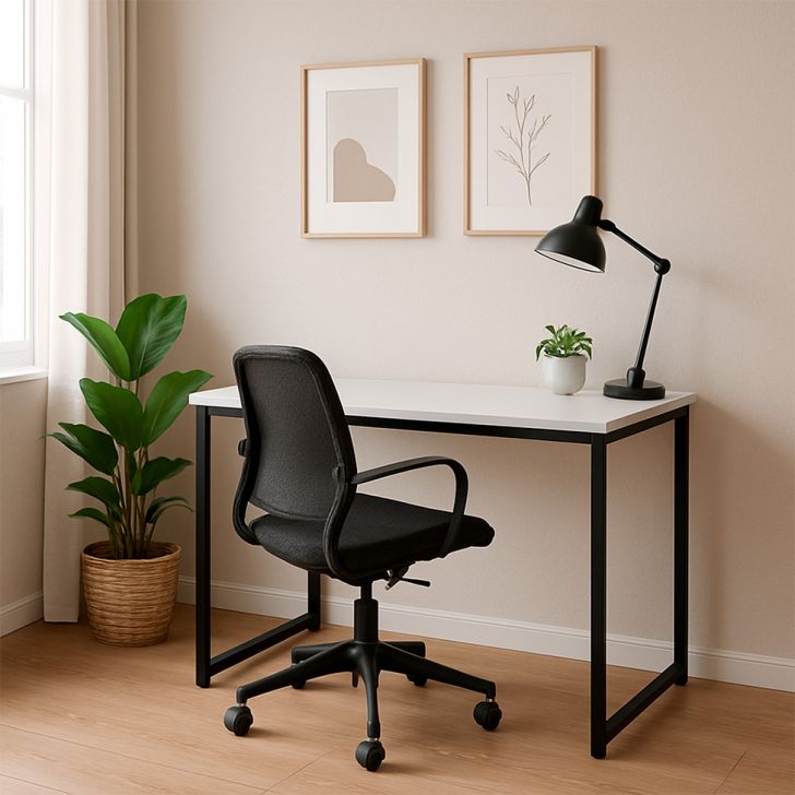 Mesa de Escritório Vick Branca e Preta 120 cm