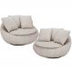 Kit 02 Poltronas Para Sala De Estar Decorativa Giratória Kira M03 Linho Cru - Lyam Decor