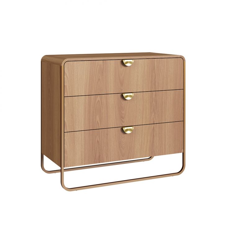 Cômoda Luna 3 Gavetas Hanover e Dourado