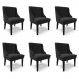 Kit 6 Cadeiras Decorativas Sala de Jantar Base Fixa de Madeira Firenze Suede Preto G19 - Gran Belo