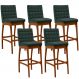 Kit 05 Banquetas Altas Para Cozinha Sala de Jantar Fixa Mila B04 Linho Verde Musgo - Lyam Decor