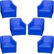 Kit 6 Poltronas Decorativas Para Sala Mila Corino Azul Royal Pé De Plástico - Clique E Decore
