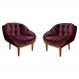 Kit 2 Poltronas Decorativa Marcela Veludo Vinho Base Madeira Castanho - Pallazio