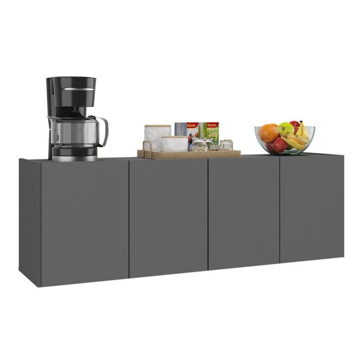 Balcão de Cozinha Suspenso 4 Portas Multimóveis MP2167 Grafite