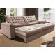 Sofá Retrátil e Reclinável 2,55m Molas Ensacadas Cama inBox Big Space com Bordado 3D Velusoft Bege