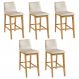 Kit 05 Banquetas Altas Estofada Para Cozinha Sala De Jantar Fixa Elis B05 Facto Bege - Lyam Decor