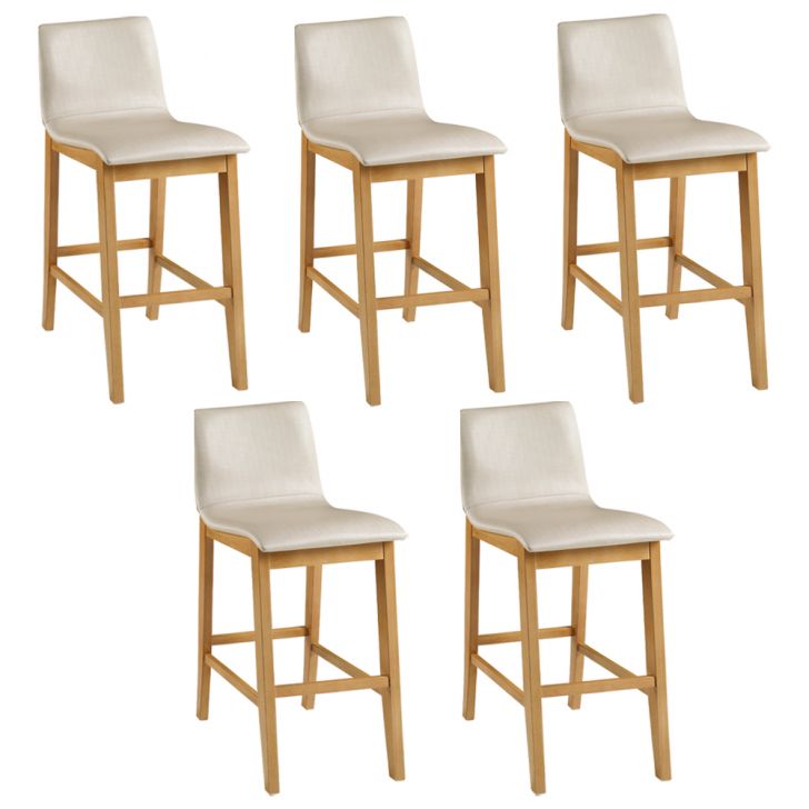 Kit 05 Banquetas Altas Estofada Para Cozinha Sala De Jantar Fixa Elis B05 Facto Bege - Lyam Decor