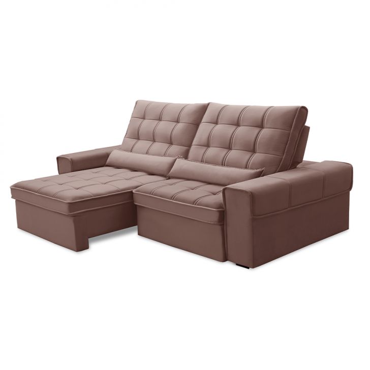 Image of Sofá 4 Lugares Retrátil E Reclinável Alasca Veludo Rose PLA-FE691UP29DTQMOB