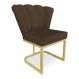 Poltrona Flor Veludo Marrom Base Metálica Industrial Dourado - Pallazio