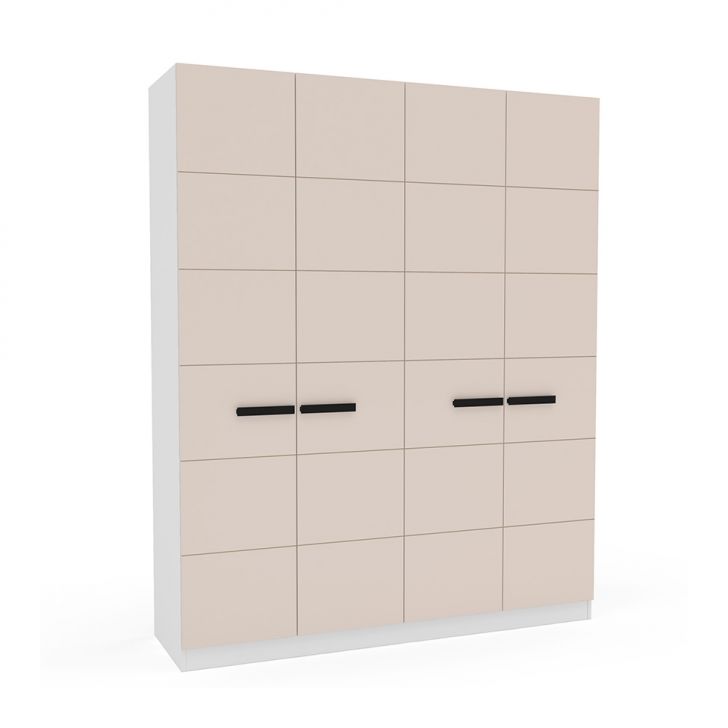 Guarda-roupa Casal Lisboa 4 Portas 4 Gavetas Branco E Creme