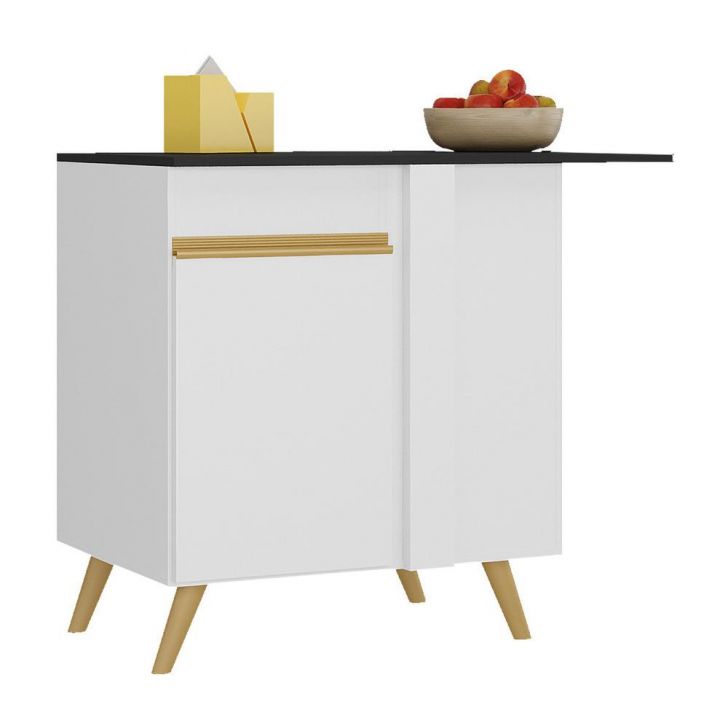 Balcão Cozinha de Canto 1 Porta Veneza Multimóveis V3743 Branco/Dourado