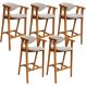 Kit 05 Banquetas Alta Para Cozinha Bancada Bar Sala de Jantar Fixa Cecília L02 Bouclê Creme - Lyam