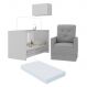 Berço 3 em 1 com Colchão Poltrona e Armário Aéreo 2 Portas Multimóveis MP4156 Branco/Cinza