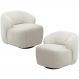 Kit 02 Poltronas Decorativa Orgânica Giratória Para Sala Living Barolo L06 Bouclê Off White - Lyam Decor