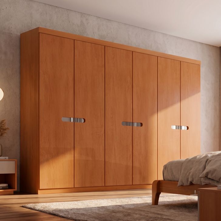 Guarda-roupa Casal 100% Mdf Spazio 6 Portas 6 Gavetas Naturale