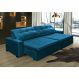 Sofá Retrátil e Reclinavel Oklahoma 2,02m Com Molas e Pillow no Assento Tecido Suede Azul - Cama InBox