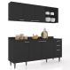Armário de Cozinha Com Tampo CP10 180cm Pérola Preto Z34 - Mpozenato