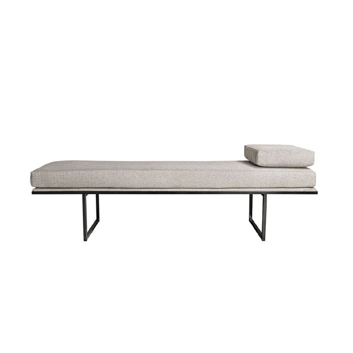 Banco | Banqueta 2 Lugares Galli Linho Bege e Preto 100 cm