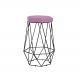 Banqueta Decorativa Rubel Base Preta Veludo Rosê G41 - Gran Belo
