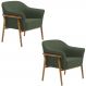 Kit 02 Poltronas Luna Base Madeira Poliéster Verde Musgo - Nexta Casa