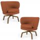 Kit 02 Poltronas Decorativas Melissa Base Ka Giratória Castanho B-262 Veludo Telha - Domi