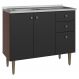 Balcão Gabinete com Pia 3 Portas e 2 Gavetas 105cm Rustic/Preto Gourmet Madesa