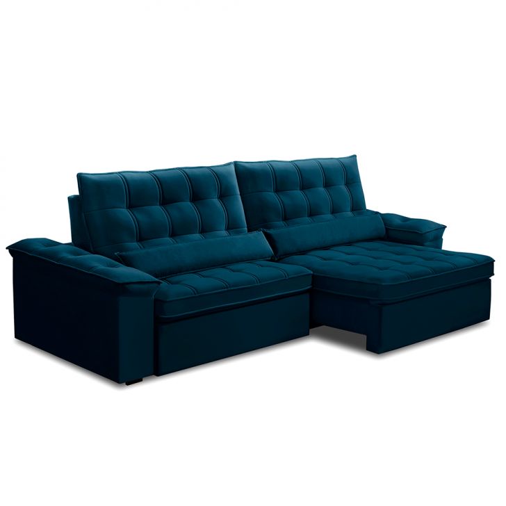 Image of Sofá 5 Lugares Retrátil E Reclinável Firenze Veludo Azul PLA-FE691UP29EBIMOB